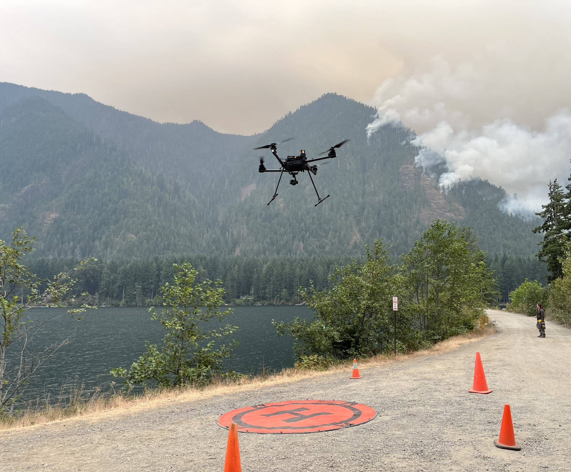 DNR
A drone is used to determine the Bear Gulch Fire size on Sunday.