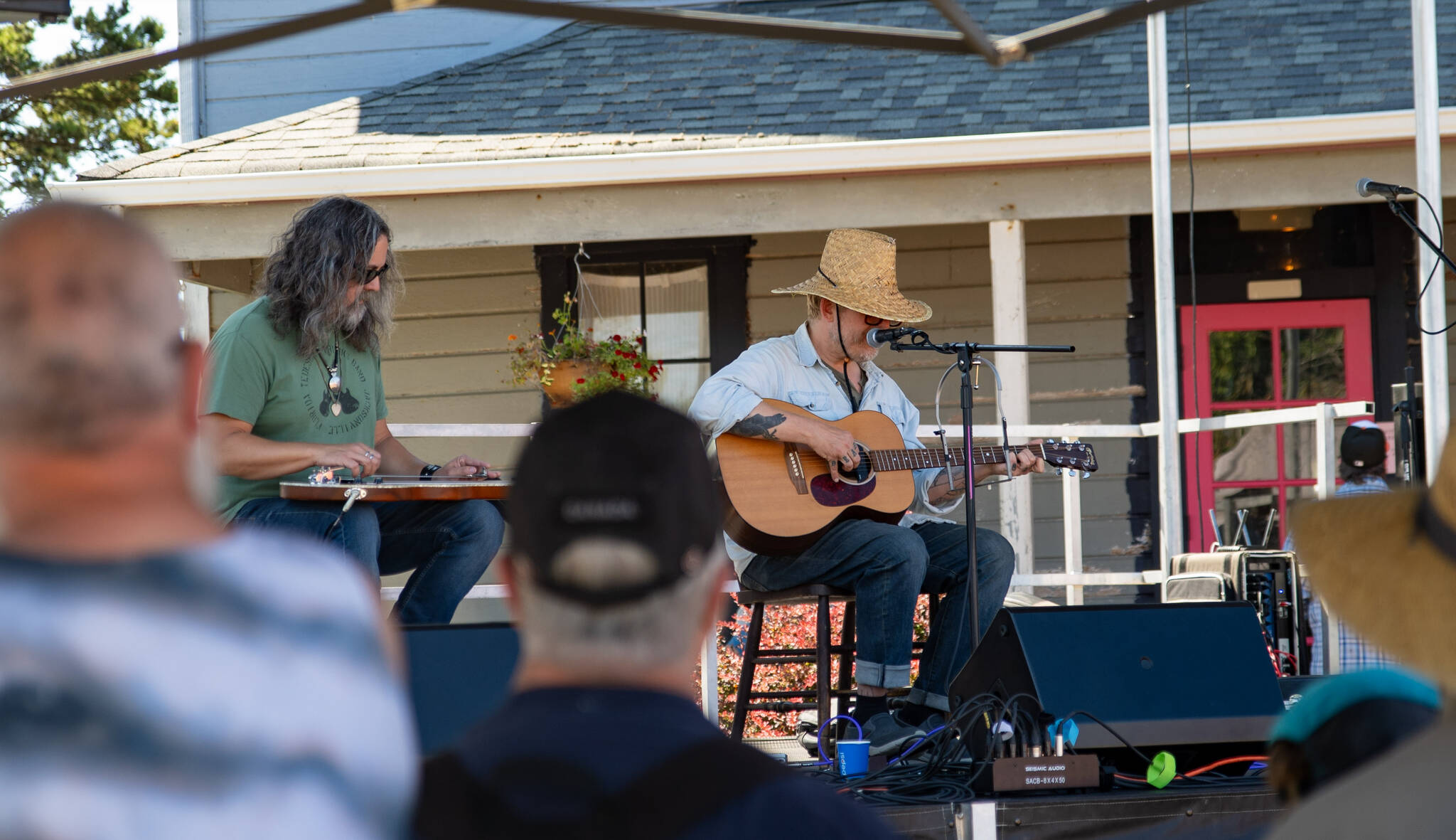 Musicians performing live at Tokeland Woodfest.