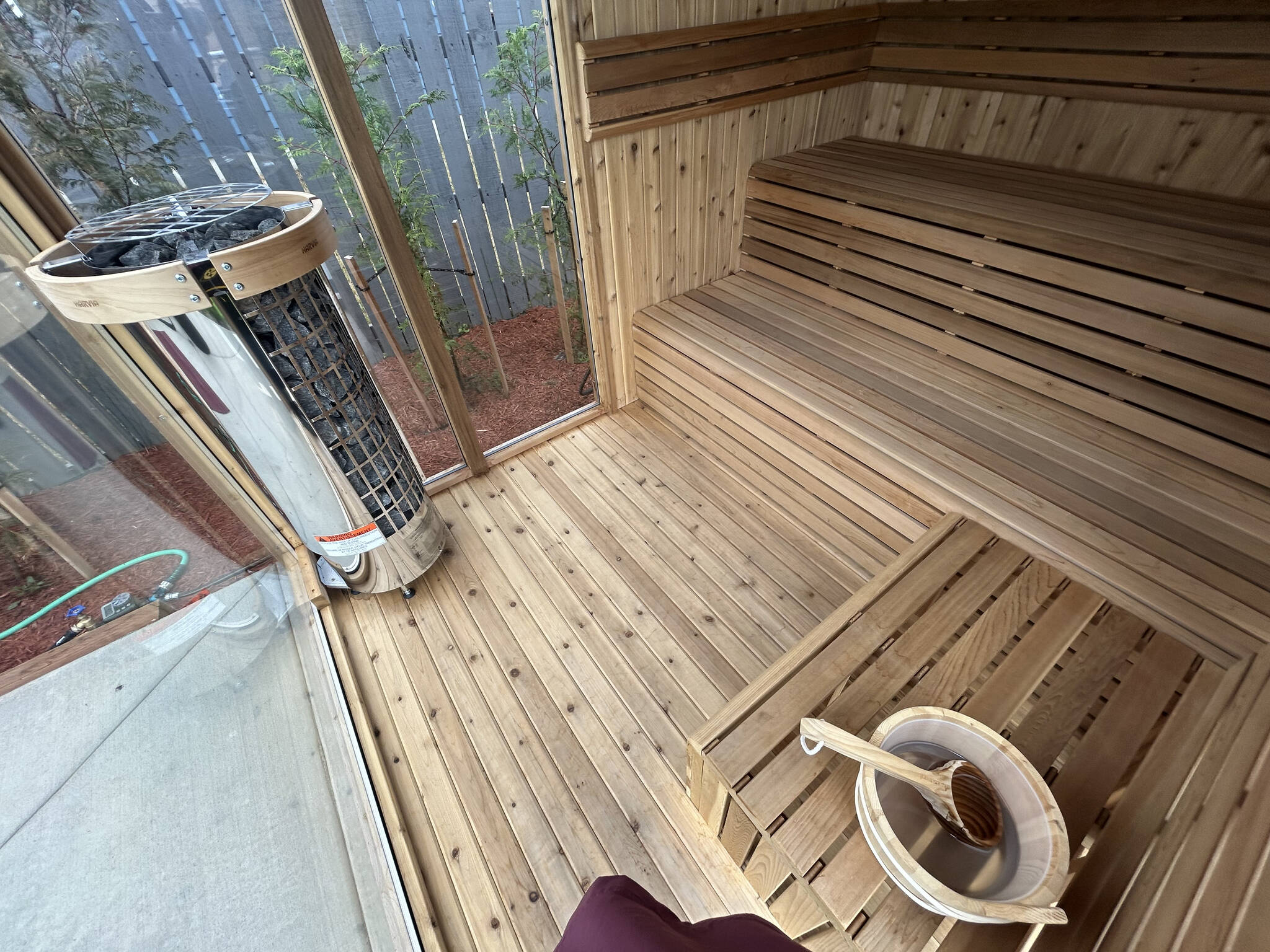 Interior of one of the custom built saunas at Seabreeze.