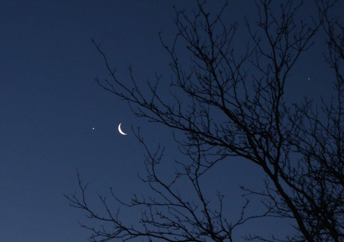 NASA
Venus, the waning crescent Moon and Jupiter (right side), appear together in the skies above Salt Lake City, in a past celestial event.