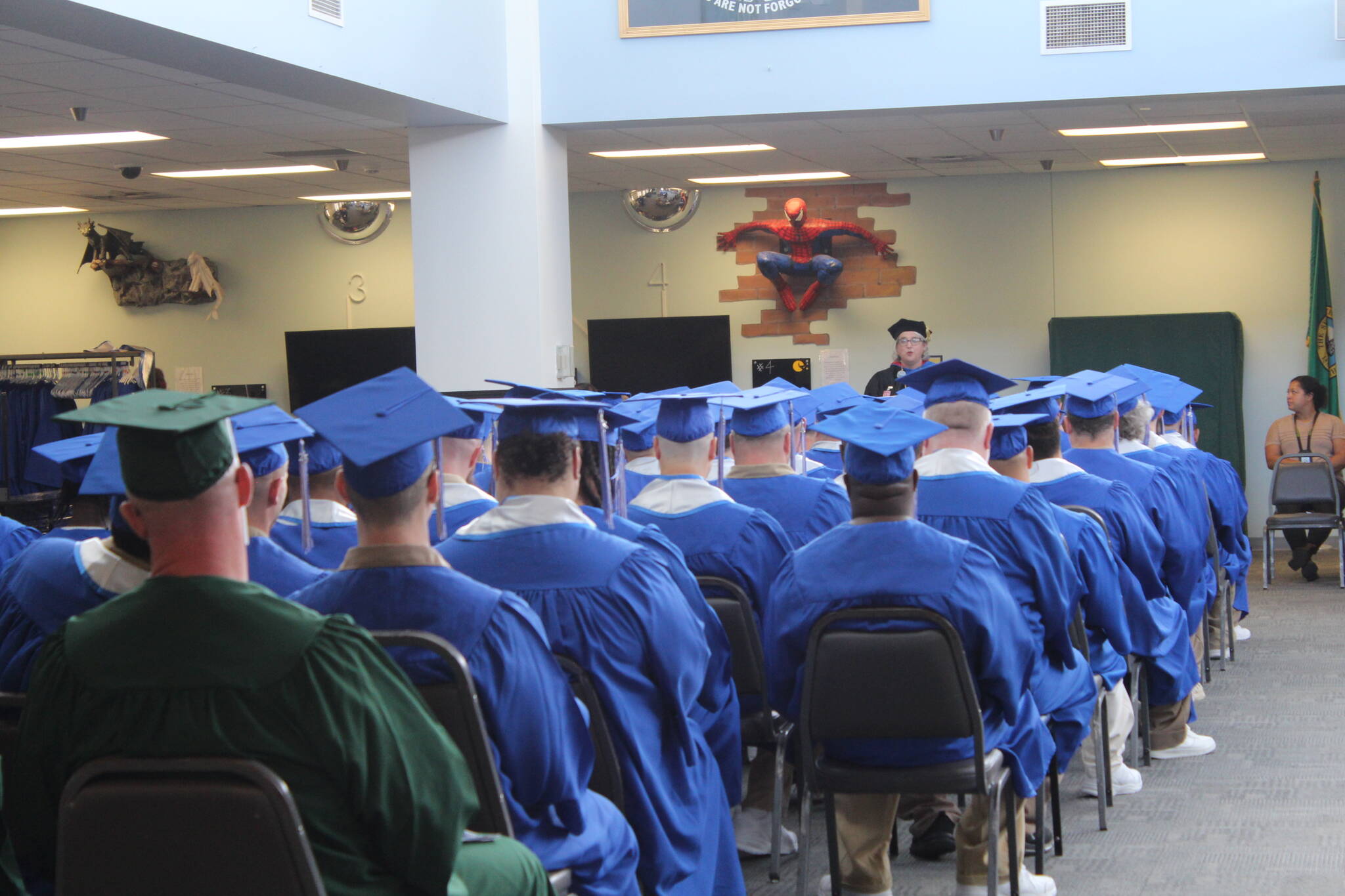 Grays Harbor College President Dr. Carli Schiffner spoke to the crowd of graduates and their supporters on Aug. 14.