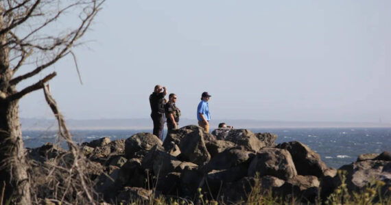 Jeff Clemens / Chinook Observer
First responders scan the Pacific Ocean off of North Cove for a reported missing boat.