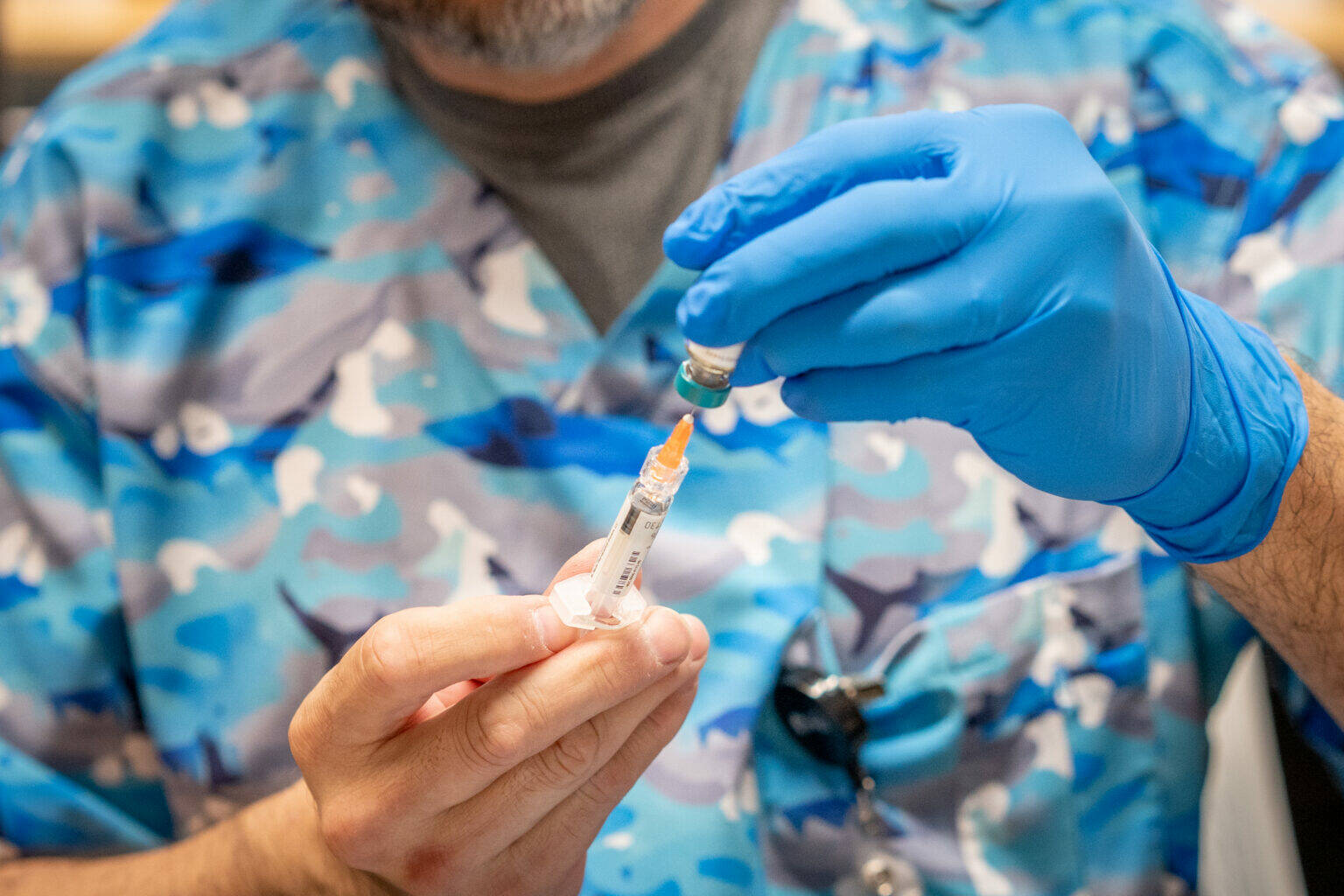 Photo by Jan Sonnenmair / Getty Images
Raynard Covarrubio fills a syringe with the MMR vaccine, at a vaccine clinic put on by Lubbock Public Health Department on March 1, in Lubbock, Texas.