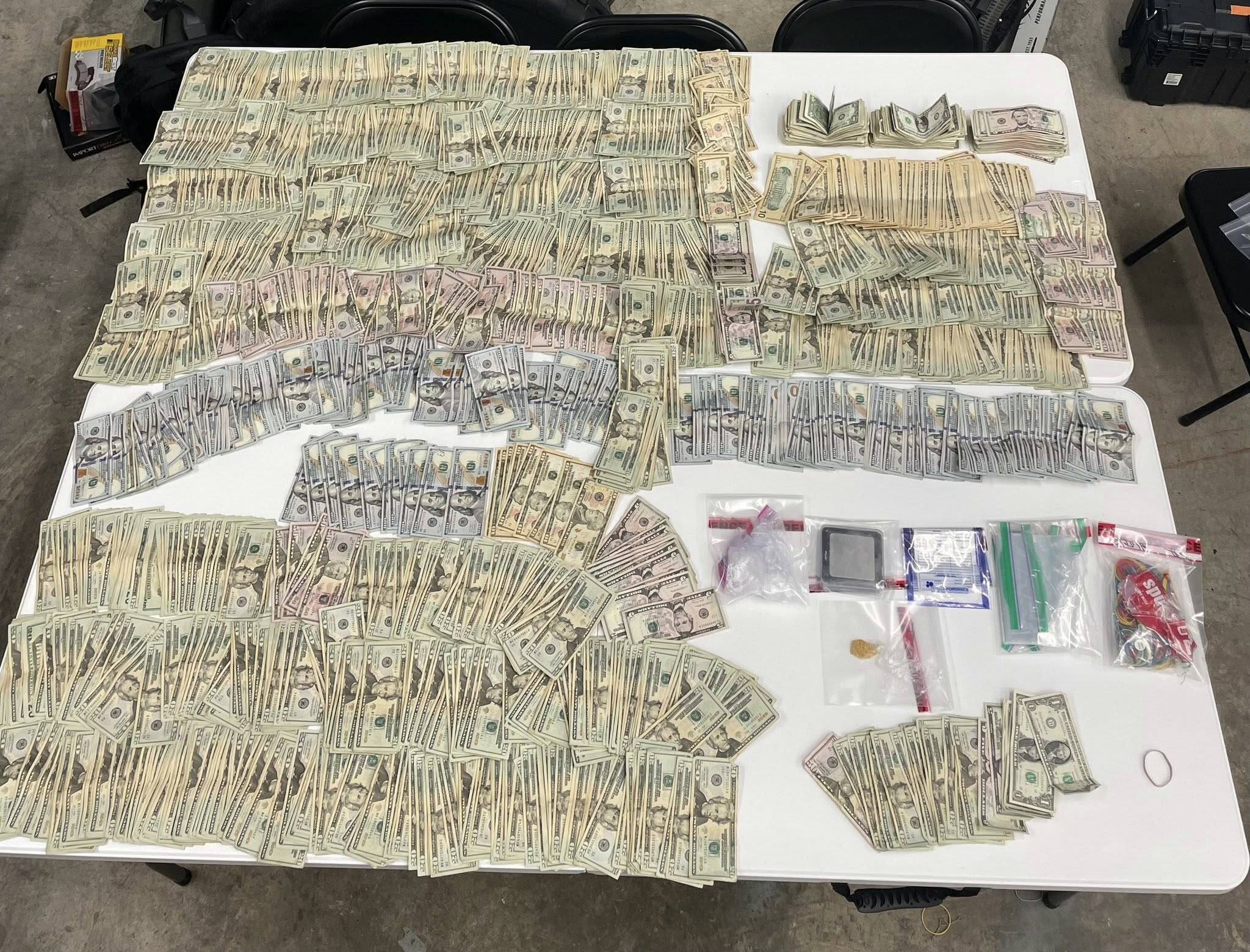 Grays Harbor Sheriff’s Office
Cash and drugs confiscated from man arrested on narcotics charges.