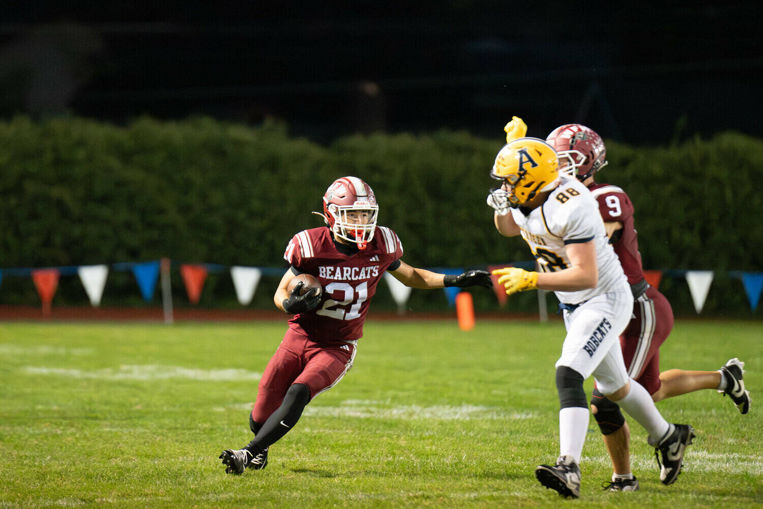 OTTO RABE | THE CHRONICLE W.F. West’s Jalen Amoroso runs the ball past Aberdeen defender Ryder Creamer (88) during a game on Friday in Chehalis.