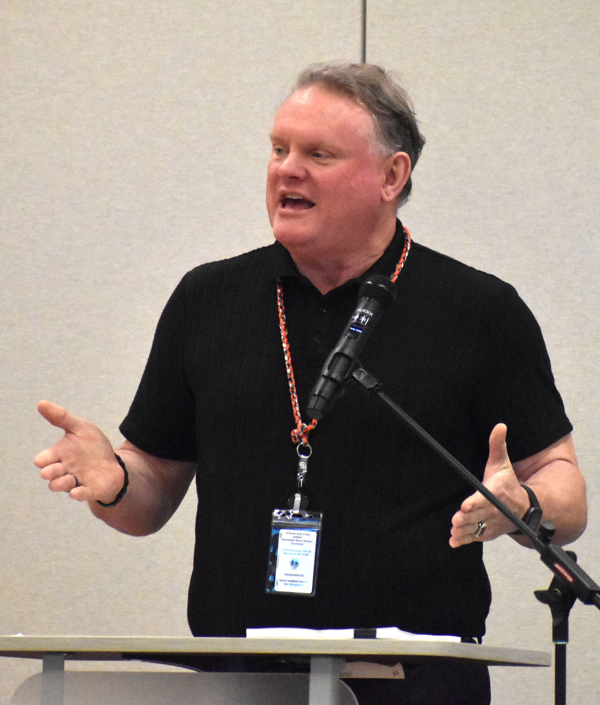 Grays Harbor County Public Health Director Mike McNickle makes opening remarks at the 3rd Annual Health Symposium.