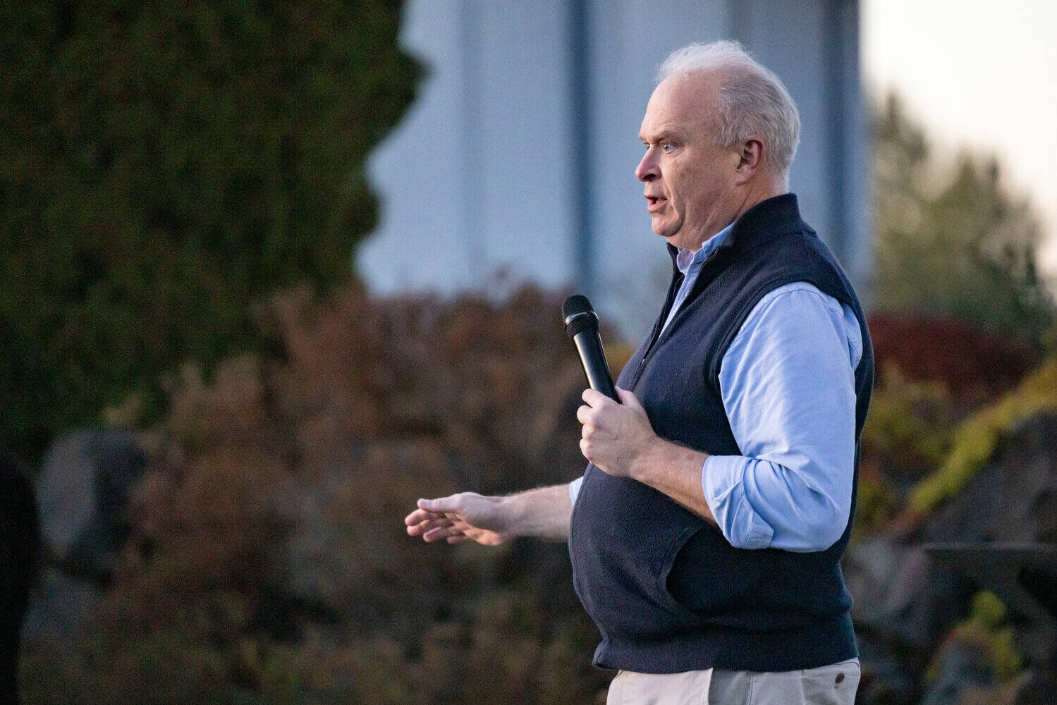 The Chronicle
Rep. Jim Walsh speaks during a vigil to mourn conservative activist Charlie Kirk at the Veterans Memorial Museum in Chehalis on Sunday, Sept. 14.