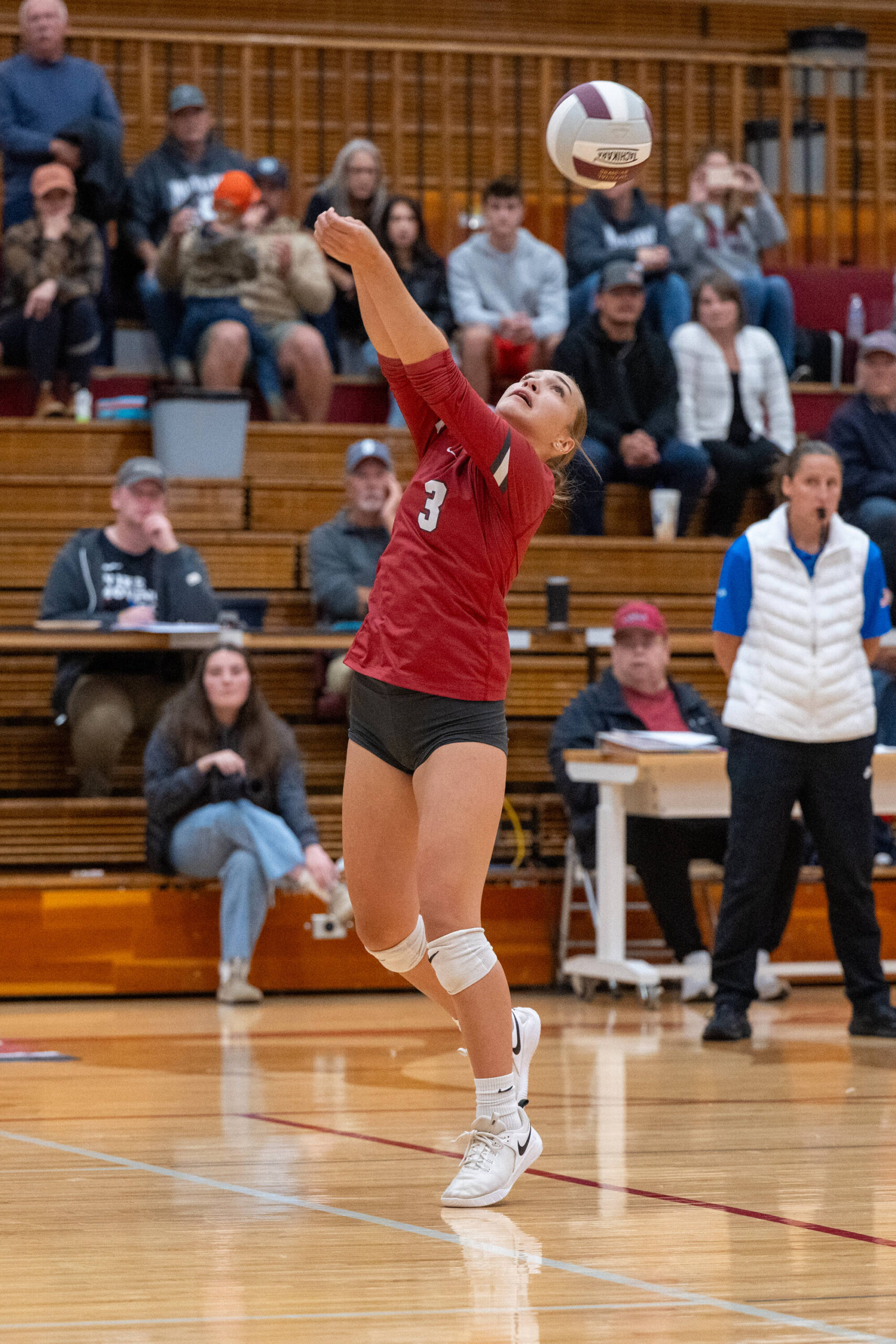 PHOTO BY FOREST WORGUM Hoquiam outside hitter Hallie Burgess, seen here in a file photo, helped the Grizzlies to a 3-1 win over Tenino on Tuesday at Hoquiam High School.