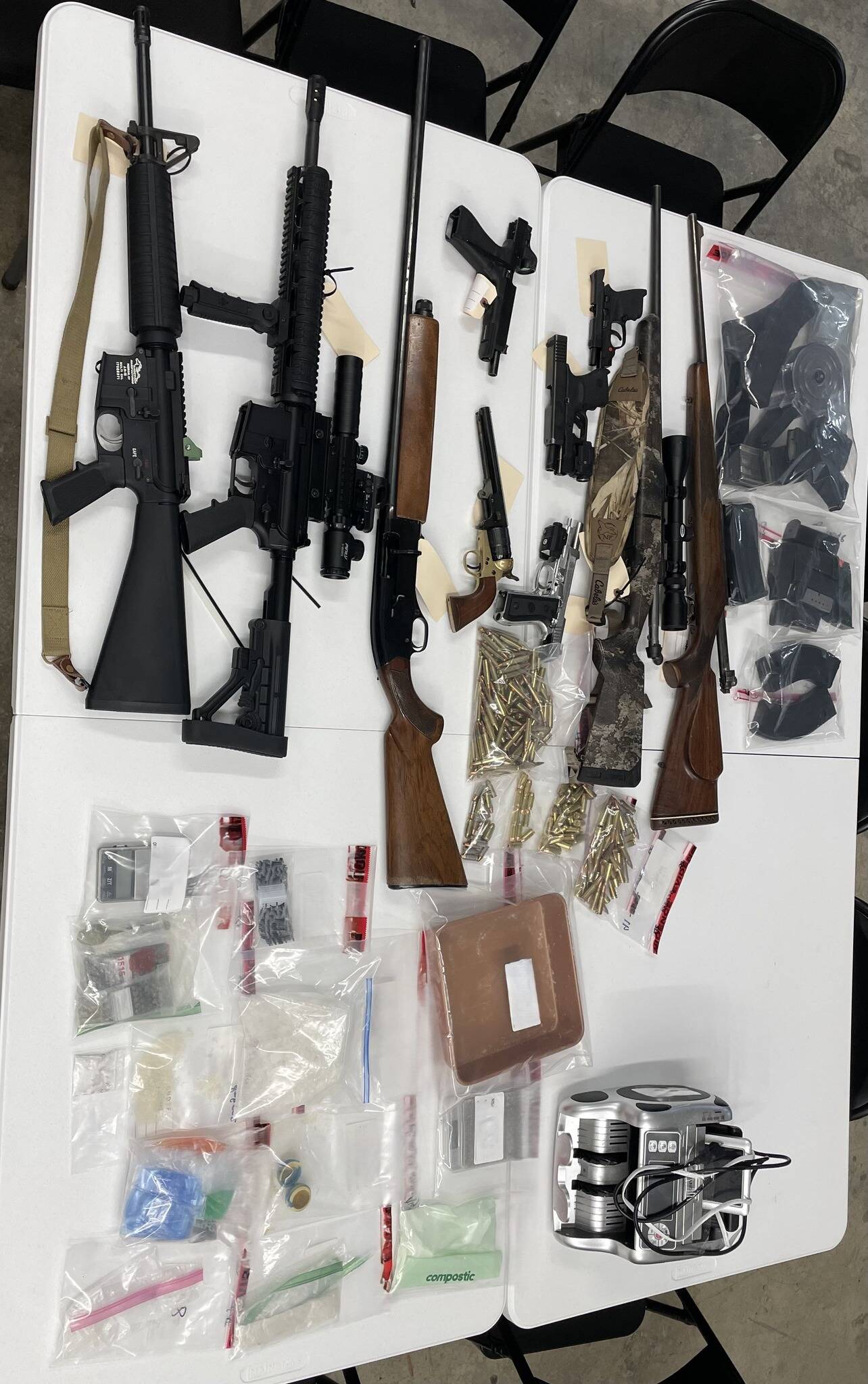 Grays Harbor Drug Task Force
Guns, ammo, drug paraphernalia seized during drug bust.