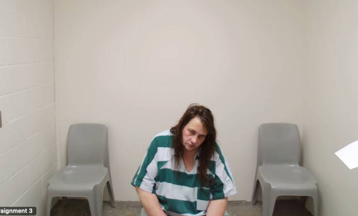 The Chronicle 
Kelly L. McLaughlin, 46, Hoquiam, makes a video appearance in Lewis County Superior Court on Thursday, Nov. 6.