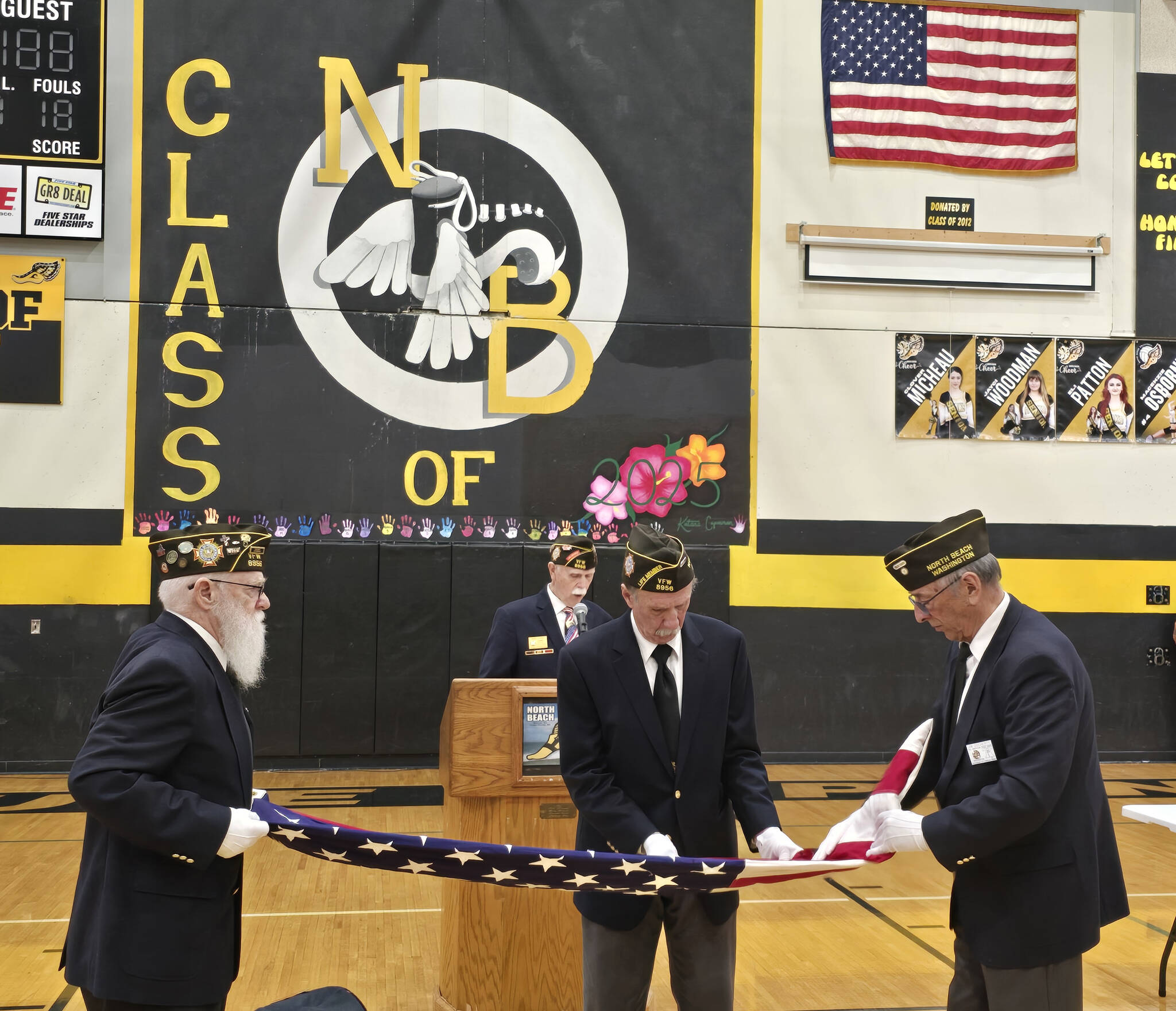 North Beach School District
The North Beach School District All-District Veterans Day Assembly concluded with a solemn and respectful Flag Folding Ceremony.