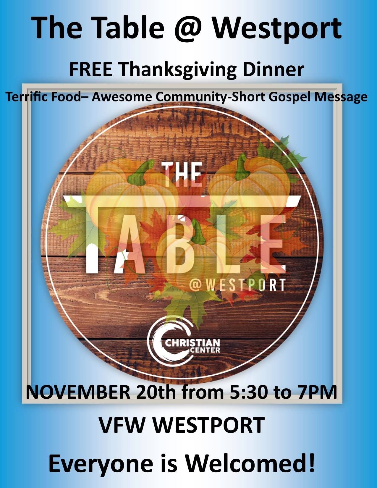 The Table @ Westport free Thanksgiving dinner