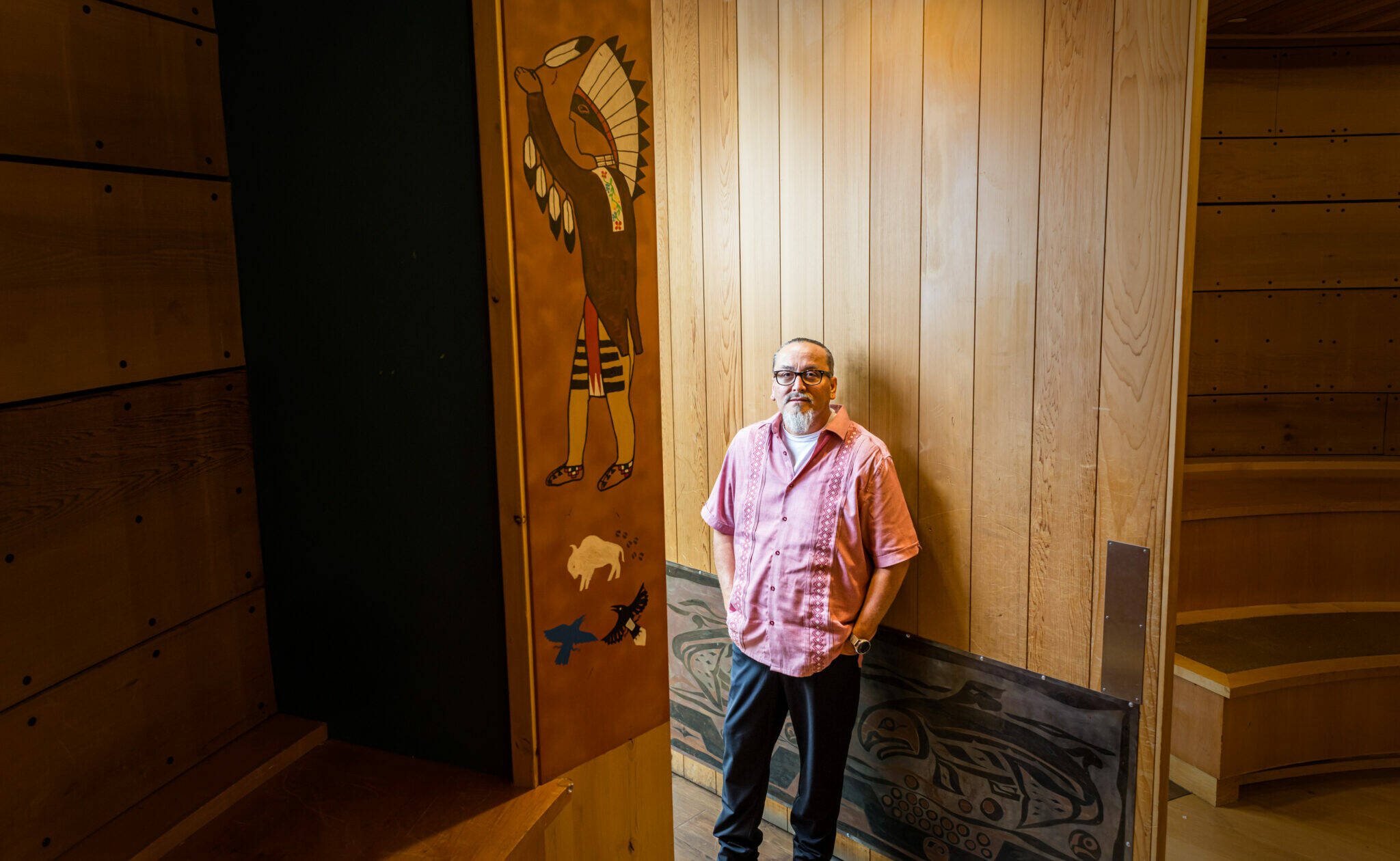 Dan DeLong / InvestigateWest
Derrick Belgarde says many of his clients at the Chief Seattle Club, who are called relatives, are often dealing with the same issues as their parents, like homelessness after interacting with the foster care system.