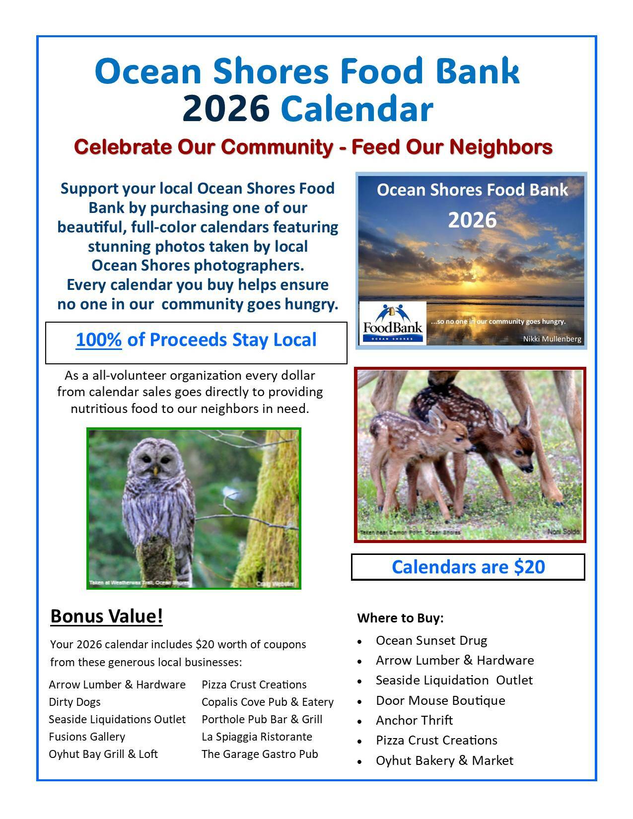 Ocean Shores Food Bank flyer