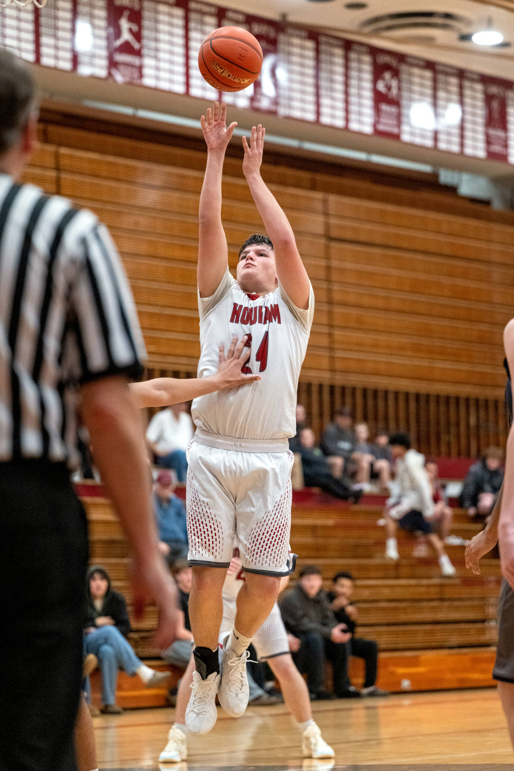PHOTO BY FOREST WORGUM Hoquiam guard Lincoln Niemi puts up a shot during a 56-48 loss to Black Hills on Friday at Hoquiam Square Garden.