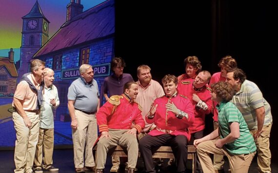 Andrea Watts photos / The Daily World
The officers of the Dragoon Guards Major Murgatroyd, Colonel Calverley, and Lieutenant The Duke of Dunstable (Jerrod Phelps, Toby Patterson, and Todd Stark) are perplexed as to why the women are infatuated with the poets.