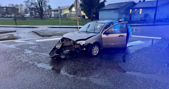 Cosmopolis Police Department photos
A car T-boned a police cruiser in Raymond on Wednesday.