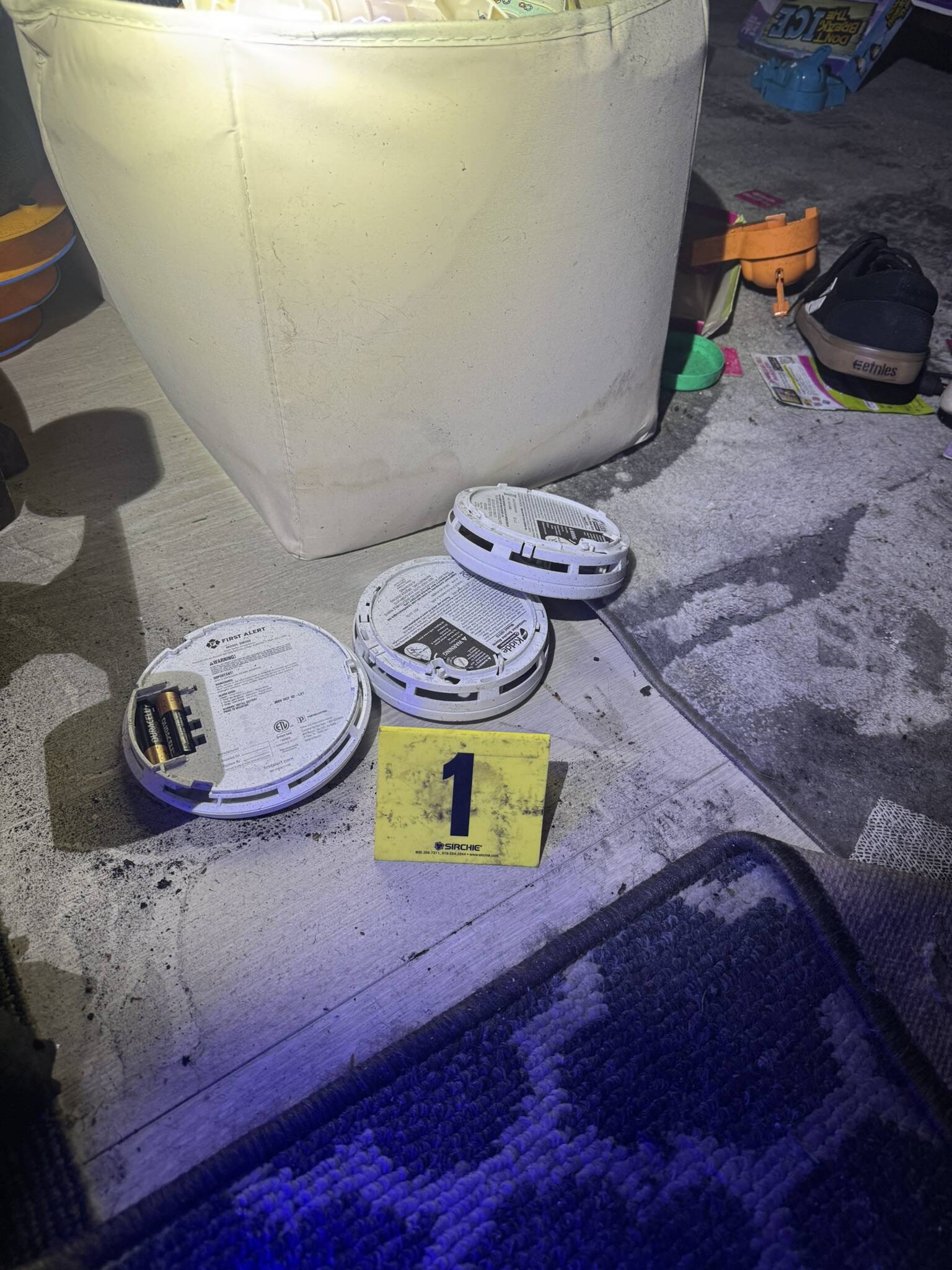 Disabled fire alarms found in the unit.