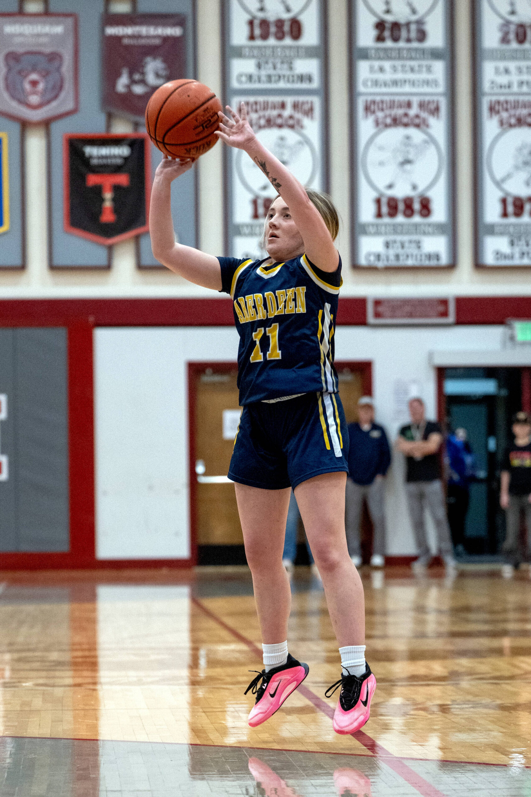 PHOTO BY FOREST WORGUM Aberdeens Kensie Ervin, seen here in a file photo from Dec. 11, led a balanced Bobcats offense with 14 points in a 52-45 win over R.A. Long on Tuesday at R.A. Long High School.