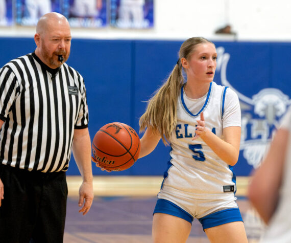 <p>NICOLE SHANNON | MAIN FOCUS MEDIA Elma&rsquo;s Mikayla Roberts (5) hit five 3-pointers in a 63-37 victory over Rochester on Wednesday in Elma.</p>