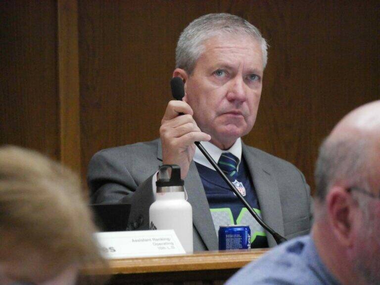 State Sen. Chris Gildon, R-Puyallup, during a Feb. 6 public hearing on a Democratic proposal to tax personal income above $1 million.
