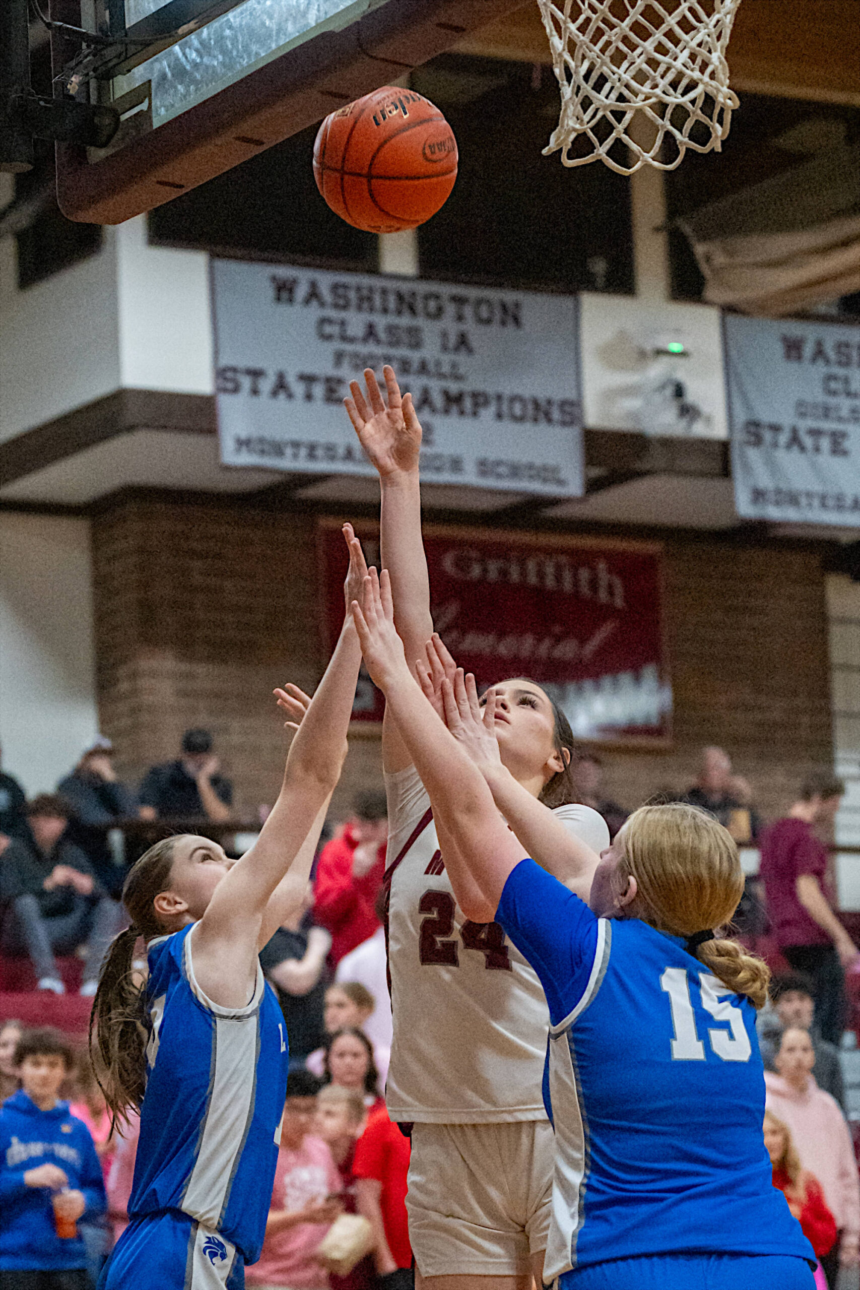 PHOTO BY FOREST WORGUM Montesanos Jillie Dalan (24) puts up a shot during a 53-26 win over La Center in a 1A District 4 Tournament game on Thursday in Montesano.