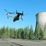 U.S. Air Force Osprey aircraft fly’s over the Satsop Business Park south of Elma
