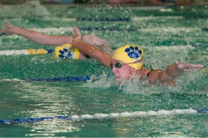 (Brendan Carl | The Daily World) Aberdeen&rsquo;s Mackayla Waltee won the 100-yard butterfly in a time of 1:12.88 on Wednesday. The Bobcats defeated Tumwater 127-55.