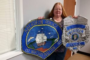 Terri Harber/Daily World Sharon Thompson shows some of the other items she has created with plastic bags.