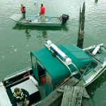 Personnel in two marine patrol boats from Grays Harbor County Sheriff&rsquo;s Office help search for a man who jumped in the river near the Little Hoquiam Shipyard Wednesday morning Sept. 14. COURTESY PHOTO/GRAYS HARBOR SHERIFF&rsquo;s OFFICE