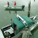 Personnel in two marine patrol boats from Grays Harbor County Sheriff&rsquo;s Office help search for a man who jumped in the river near the Little Hoquiam Shipyard Wednesday morning Sept. 14. COURTESY PHOTO/GRAYS HARBOR SHERIFF&rsquo;s OFFICE