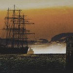 This is one of the four Elton Bennett silkscreens newly on display in the lobby of the Shelton High School Performing Arts Center. Barbara Parsons, the daughter of the late Hoquiam artist, donated 22 works to the Shelton School District. (Photo by Gordon Weeks)