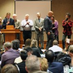 Angelo Bruscas/North Coast News: U.S. Rep Derek Kilmer presents the awardsto the Washington Coast Wors sustainable small business competition during the 125th Leaders Banquet and Business Recognition Awards presented by Greater Grays Harbor Inc. at the Quinault Beach Resort and Casino Frday Oct. 14, 2016.