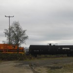 Pictured is a portion of a train at Poynor Yard, a major switching station, heading west toward the Port Tuesday. More trains travelling to Contanda Port property through Poynor Yard, which runs for just less than a mile between South H Street and South Washington Street, would create longer vehicle delays at numerous cross streets between Gateway Plaza and the Port, according to the project&rsquo;s final EIS.