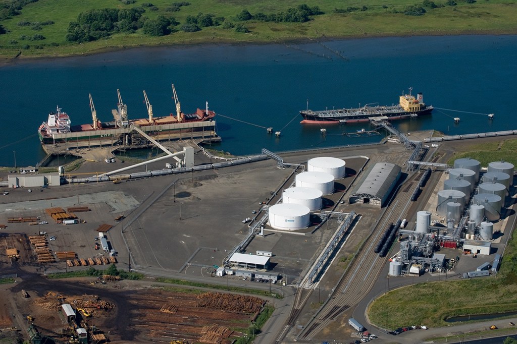 Contanda&rsquo;s Port of Grays Harbor facility as it appears today. In the vacant area to the left is where storage tanks would go should the company be allowed to add a crude oil storage and shipping facility to its current operation. The proposal would increase train traffic between Gateway Plaza and the Port, causing increased wait times at crossings. (Photo courtesy Contanda)