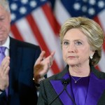 Presidential candidate Hillary Clinton delivers her concession speech on Wednesda from the New Yorker Hotel&rsquo;s Grand Ballroom in New York City. (Olivier Douliery/Abaca Press/TNS)