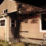 Two homes were damaged in early morning fires in Hoquiam just a block or so apart at about the same time. The house pictured here was on Karr Avenue and was a total loss. Photo courtesy Aberdeen Police.