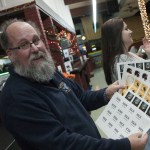 (Brendan Carl | The Daily World) Aberdeen bowling coach Dave Bruncke shows off turkey stickers. He noted a few are missing.