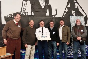Participants in the Port of Grays Harbor&rsquo;s Deeper Draft Phase II celebration Wednesday pose for a picture. From left: Port Executive Director Gary Nelson; Port Commissioner Jack Thompson; Army Corps of Engineers Colonel John Buck; Brusco Tugs&rsquo; Kevin Campbell; 19th District Representative Brian Blake; and ILWU Local 24 President Mike Brown.