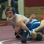 (Brendan Carl | The Daily World) Elma&rsquo;s Justin Sample works to try and pin Eatonville&rsquo;s Dominic Johnson.