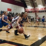(Brendan Carl | The Daily World) Raymond&rsquo;s Mikayla Collins works the ball upcourt after a rebound against Valley on Thursday.