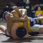 Aberdeen&rsquo;s Emily Wharton pins Decatur&rsquo;s Gabrielle Boyd on Wednesday. (Brendan Carl | The Daily World)