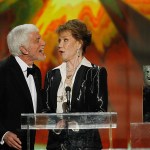 Mary Tyler Moore accepts her Lifetime Achievement Screen Actors Guild award from Dick Van Dyke during the 18th Annual Screen Actors Guild Awards show on Jan. 29, 2012, at The Shrine Auditorium in Los Angeles. (Robert Gauthier/Los Angeles Times)