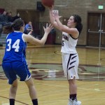 (Justin Damasiewicz | GH Newspaper Group) Montesano&rsquo;s Hannah Quinn shoots a 3-pointer against Elma on Thursday.