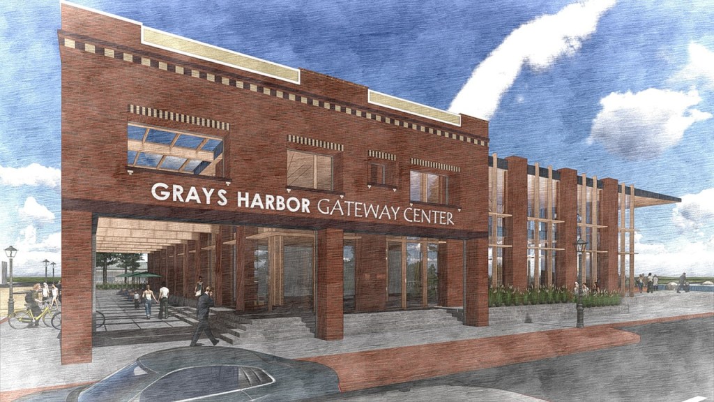 One of architectural scenes of design Option 2, which includes two facades from the old Selmer&rsquo;s building.