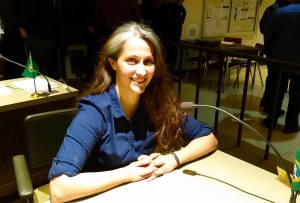 Karen Rowe sits in City Council Chambers on Wednesday evening after being appointed and sworn-in to occupy the Fourth Ward seat vacated by Kathi Hoder. (Terri Harber|The Daily World)