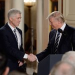 President Donald Trump annonces Supreme Court nominee Judge Neil M. Gorsuch in the East Room of the of White House in Washington, D.C., on Tuesday. (Olivier Douliery/Abaca Press)