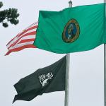 After going several years without displaying it, Aberdeen City Hall will once again be flying the Washington State flag. Council members made the decision Tuesday to take down the city flag and run the state flag up the pole instead. (BOB KIRKPATRICK|THE DAILY WORLD)