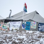 Heavy snow and frigid temperatures at the Oceti Sakowin Camp on the edge of North Dakota&rsquo;s Cannonball River, just north of the Standing Rock Sioux Reservation on December 5, 2016. (Mark Boster/Los Angeles Times)