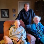 Don Norkoski stands between his parents John and Mary. The Cosmopolis husband and wife have both celebrated their 100th birthdays and have been married 78 years. (Terri Harber|The Daily World)
